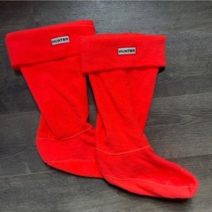 HUNTER Neon Orange Fleece tall Boot Socks Size Large